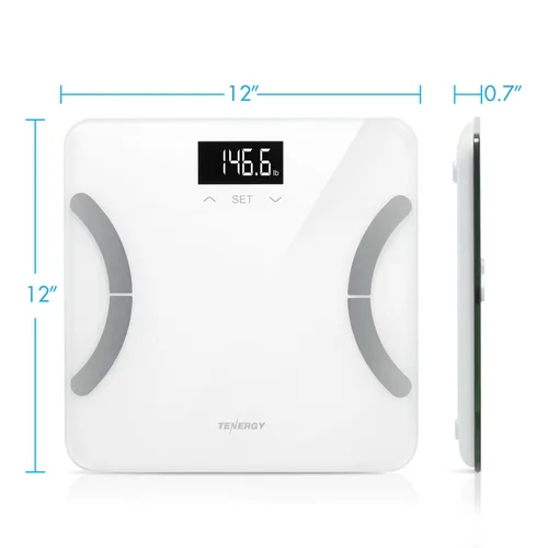 Vista 5 de Tenergy Vitalis - Báscula digital de grasa corporal conectada por Bluetooth, báscula de IMC de alta precisión con pantalla LCD retroiluminada