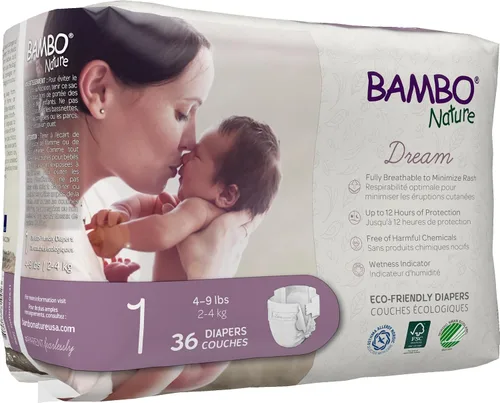 Vista 2 de Bambo Nature Pañales prémium para bebé, embalaje francés/inglés, talla 1, 36