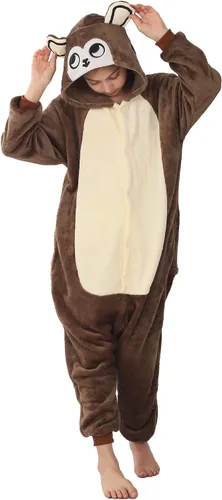 Vista 3 de Disfraz de franela para niños, disfraz de Halloween, Pascua, animales, cosplay para niñas y niños, una pieza