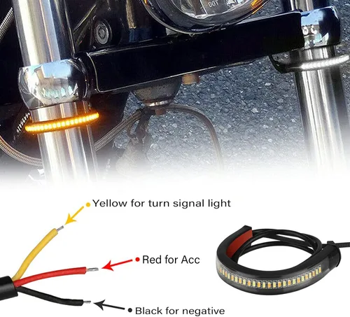 Vista 5 de Juego de 2 luces LED para motocicleta, luces intermitentes para horquilla, luces traseras para motocicleta, luces de circulación diurna, luces
