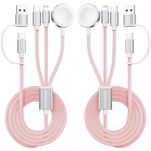 Vista 14 de Esenciales de viaje para Apple Watch, esenciales para acampar en cruceros, cable de carga múltiple, puertos de carga 3 en 2 para iWatch Series Negro
