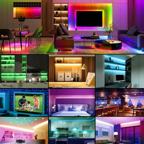 Vista 7 de Kit de tiras de luces LED, tira de luces LED RGB de 2 x 6.56 pies para retroiluminación LED de TV de 40 a 60 pulgadas, tira de luz que cambia