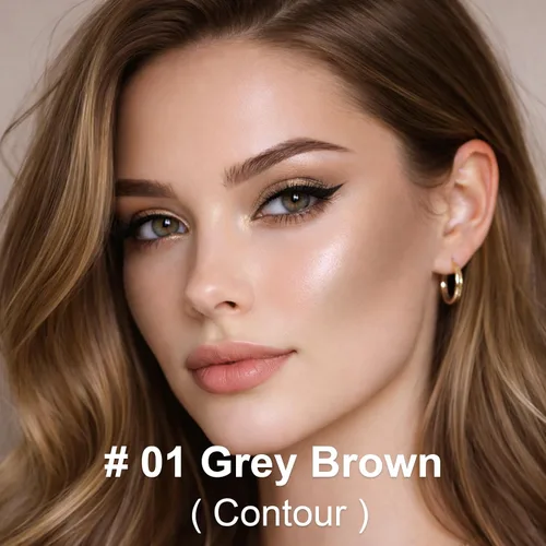 Vista 3 de Paleta de contorno Bronzer, polvo de contorno mate, bronceador tono fresco para piel clara y clara, contorno mate construible, polvo gris