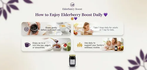 Vista 5 de Elderberry Boost – Jarabe de saúco hecho con saúco orgánico y miel cruda Apoyo inmunológico totalmente natural, defensa contra el resfriado