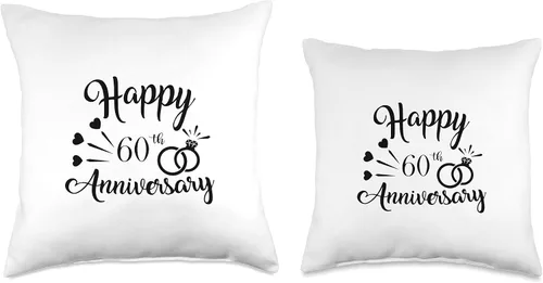 Vista 3 de Couple 60th Anniversary Gift Co. Couples Present Cool Happy 60th Anniversary - Cojín para cojín (15.7 x 15.7 in), multicolor