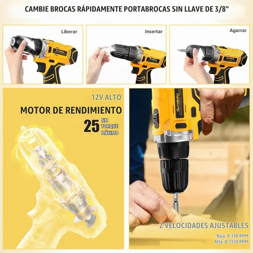Vista 4 de Sundpey - Kit de herramientas para el hogar con taladro - Juego de herramientas de reparación general básico de 166 piezas con taladro de potencia