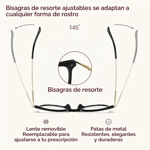 Vista 5 de Gaoye - Gafas de bloqueo de luz azul - Marcos redondos TR90 de moda, brazos de metal, protección UV400 - Estuche suave a juego * 1 marco negro