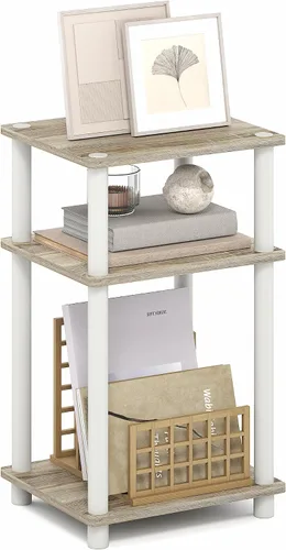 Vista 11 de Furinno Turn-N-Tube - Mesa auxiliar de 3 niveles sin herramientas, compacta
