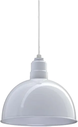 Vista 59 de Steel Lighting Co. Colgante de cuenco rosa Lámpara montada en el techo Cúpula de 15 pulgadas vástago de 12 pulgadas Estilo granero de acero