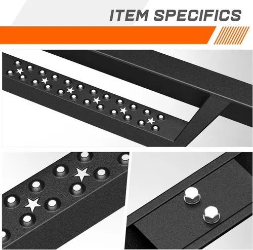 Vista 6 de Estribos de barras Nerf de 2.75 pulgadas, color negro, compatibles con Chevy Silverado/GMC Sierra Extended Cab (par)