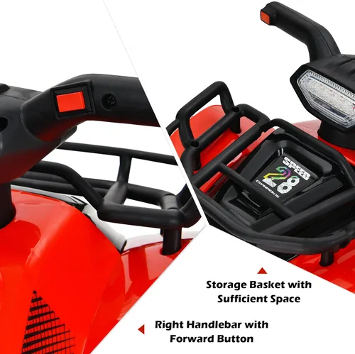 Vista 4 de HONEY JOY Cuatrimoto para niños, cuatrimoto de 4 ruedas con batería con caja de almacenamiento, bocina, música, faros LED, juguete ATV de 6 V