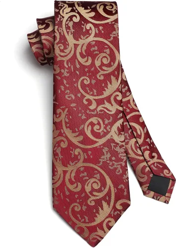 Vista 266 de HISDERN Corbatas para hombre, corbata de cachemira y bolsillo cuadrado tejido clásico floral para hombre, corbata de fiesta de boda