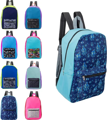 Vista 2 de Mochilas escolares de 17 pulgadas para niños, mochilas a granel para estudiantes de primaria, media y secundaria en varios colores, surtido