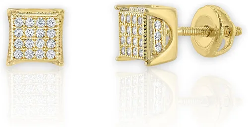 Vista 4 de Aretes de diamantes de laboratorio de oro de 14 quilates sobre plata para hombre con rosca trasera, aretes para hombre, aretes para hombre, aretes