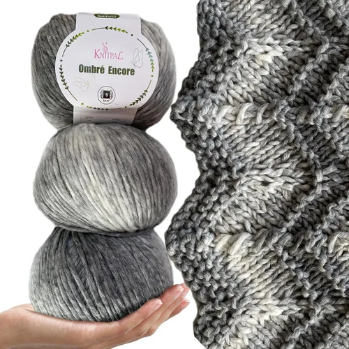 Vista 13 de Ombré-Encore - Hilo grueso degradado para crochet, 3 bolas, 507 yardas/420G (14.82 oz), patrones gratis - Hilo voluminoso multicolor peso 5