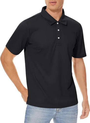 Vista 2 de CRYSULLY Camisa táctica de golf de manga corta para hombre, con botones, estilo militar