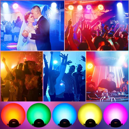 Vista 8 de U`King Luces de escenario, 18 x 18 W RGBW 4 en 1 LED DJ Par puede luz con efecto estroboscópico/lavado de escenario por DMX512 y iluminación