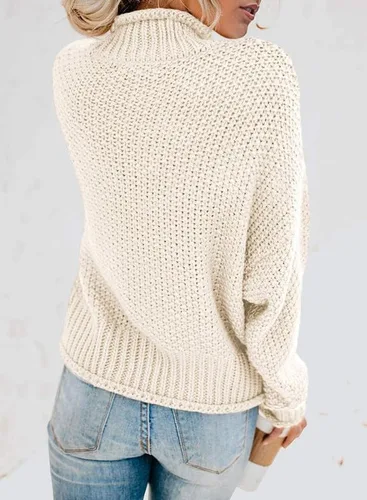Vista 2 de Dokotoo suéteres de cuello alto para mujer, de manga larga tipo globo, para otoño e invierno 2025