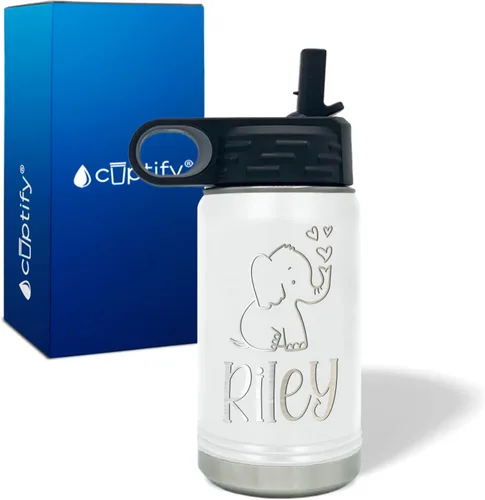 Vista 79 de Cuptify Botella de agua para niños personalizada con nombre en botella de agua aislada con anillo brillante verde de 12 onzas Verde brillante