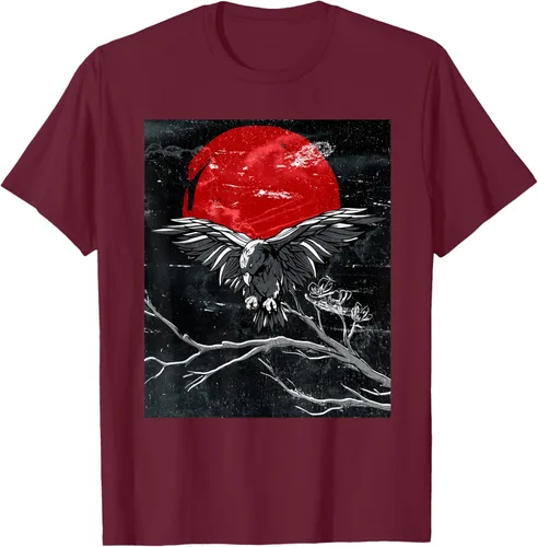 Vista 10 de Red Moon Raven - Camiseta japonesa de cuervo negro, Negro, S