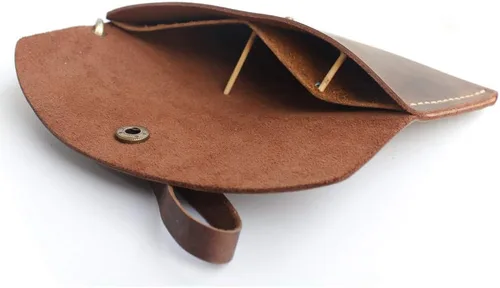Vista 5 de Handmade Leather Wristlet Wallet with Card Slots Retro Multi-function Envelope Mobile Phone Card Holder Clutch Wallet with Hand Wrist Lanyard