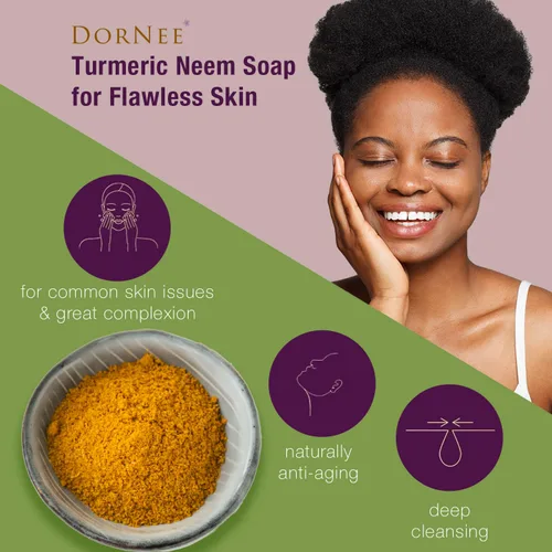 Vista 4 de Turmeric Neem - Jabón en barra de tez grande, 5.8 onzas, limpiador facial, natural, ideal para pieles sensibles