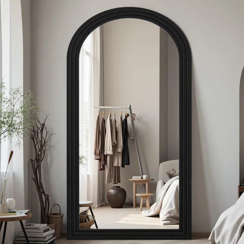Vista 19 de Espejo de longitud completa, espejo de madera de 71" × 32" con soporte, espejo de piso de madera, espejos de pie de gran tamaño, espejos de pared