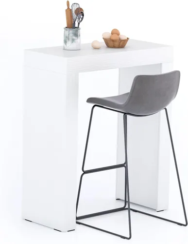 Vista 21 de Mobili Fiver Evolution - Mesa alta de bar de cocina fabricada en Italia Ahorra Espacio, Mesa de altura de mostrador montada en la pared para 1
