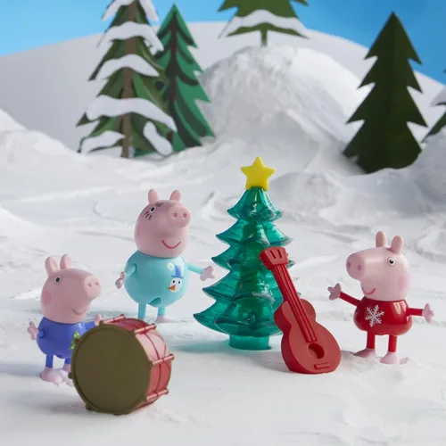 Vista 5 de Peppa Pig Peppa's - Calendario de Adviento para niños, contiene 24 juguetes sorpresa, 4 figuras familiares de Peppa Pig navideños; a partir de 3 años