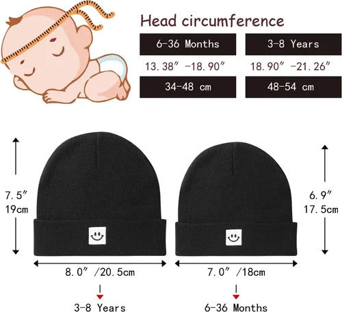 Vista 5 de Paladoo - Gorro de punto tipo beanie para bebé con cara linda para niñas y niños de 0 a 7 años