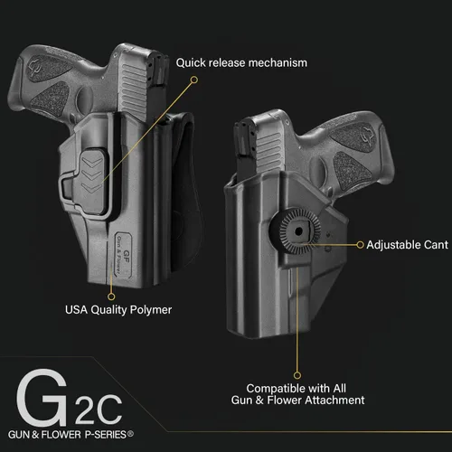 Vista 2 de OWB Holster for Taurus G2C/G3C, PT111/PT140 G2, G3C Toro – Index/Thumb Release, RDS Ready Options, Paddle/Clip/IWB Carry, Adjustable Cant, No