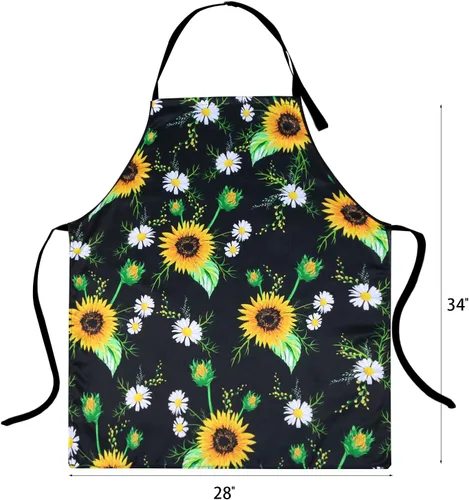 Vista 6 de Violet Mist Delantal floral para mujeres y niñas, lindo delantal de cocina floreciente para hombres, delantales de cocina ajustables para cocina