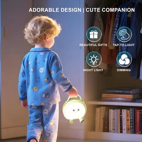 Vista 2 de Luz nocturna para niños, lámpara de mesa y mesita de noche inalámbrica táctil portátil para guardería, lactancia materna, dormitorio, 3 niveles