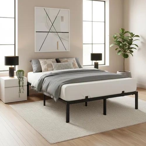 Vista 8 de Susalt - Base de cama metálica tamaño Queen, base de cama con plataforma de 14 pulgadas con espacio de almacenamiento, base de colchón