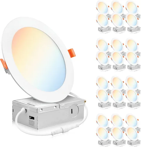 Vista 10 de PARMIDA (Paquete de 12) Luz de techo empotrable LED de 6 pulgadas ultradelgada con caja de conexiones, 12 W, luz de panel delgada de oblea sin 3000K