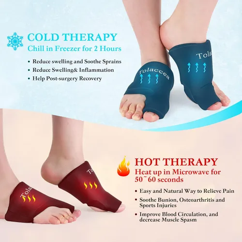 Vista 3 de Paquetes de hielo para pies, dedo gordo para aliviar el dolor, paquete frío flexible para alivio de juanetes, paquete de hielo de gel reutilizable