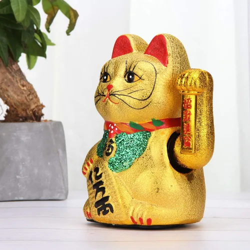 Vista 4 de VanEnjoy Gato de la suerte Fengshui Maneki Neko de cerámica, 17,2 cm