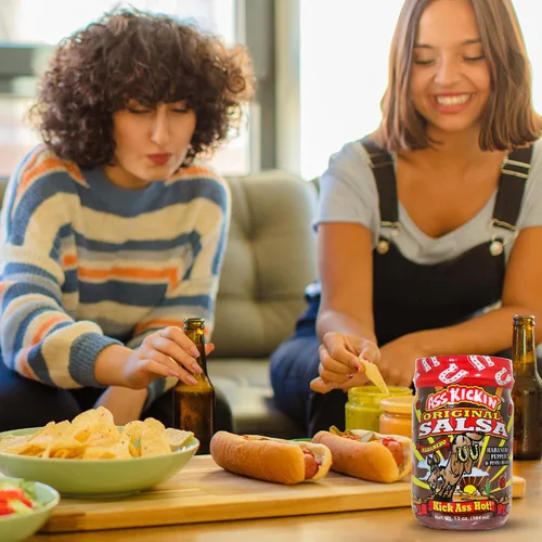 Vista 7 de KICKIN' - Salsa picante picante original, 13 onzas, salsa de habanero picante gourmet prémium para patatas fritas de tortilla, verduras y burritos
