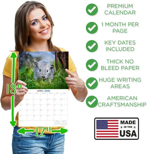 Vista 537 de Calendario de grises africanos 2025 2026 – Planificador mensual de pared de aves africanas – 12 x 18 pulgadas (abierto), calendario de pared