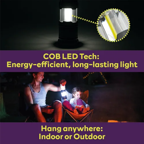 Vista 8 de ATack Linterna LED para campamento, funciona con pilas, paquete de 4 linternas de campamento para cortes de energía, luces colgantes plegables