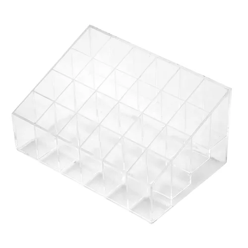 Vista 8 de Transparent Lipstick Holder Plastic Makeup Organizer 24 Grids Nail Polish Storage for Home and Salons