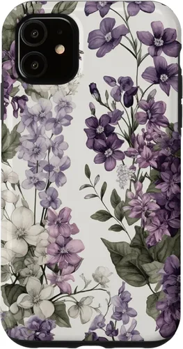 Vista 8 de White Violet Purple Lavender Lilac Floral Funda de flores botánicas para iPhone 17