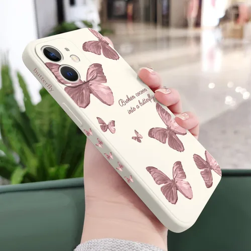 Vista 2 de LEECG Funda para iPhone 12 Mini, diseño creativo con estampado floral de mariposa de astronauta, funda antiarañazos de microfibra suave, funda