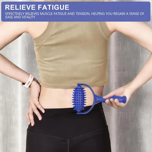 Vista 6 de Rodillo de bolas de masaje con mango – Rodillo de auto-masaje herramienta de masaje para alivio muscular Relajación corporal Fascia Masaje