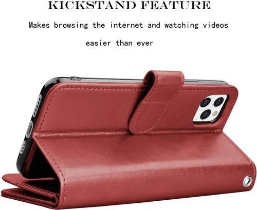 Vista 5 de Njjex Funda tipo cartera para iPhone 11 PRO Max 2019, para iPhone 11 PRO Max (6.5 pulgadas), [9 ranuras para tarjetas] Funda de piel sintética