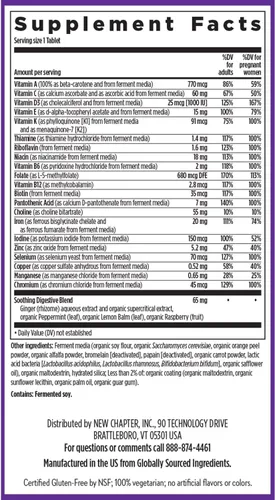 Vista 5 de New Chapter Vitaminas prenatales multivitamínico prenatal con metilfolato + colina para mamá saludable bebé, uno diario, 30