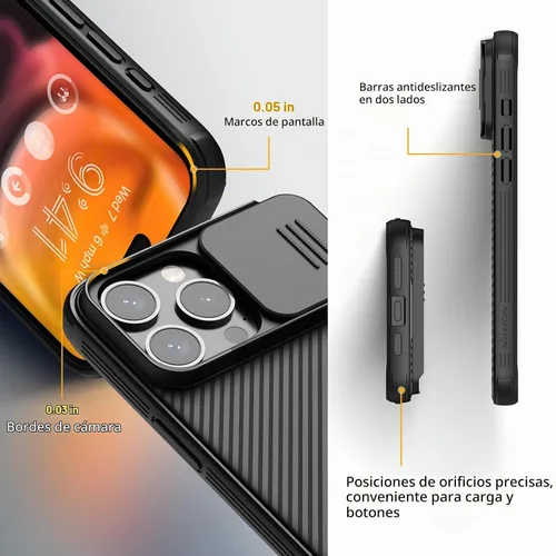 Vista 4 de Nillkin Funda magnética para iPhone 15 Pro Max con cubierta para cámara, CamShield Pro 15 Pro Max 5G Case 6.7 pulgadas, color negro