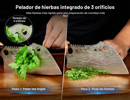 Vista 4 de SYOKAMI Cuchillo de chef con funda, cuchillo de carnicero de 7.7 pulgadas