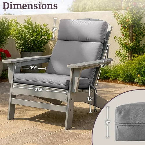Vista 6 de Lavish Home - Cojín para sillas de exteriores, 45 x 21.5 x 3 pulgadas, cojines para sillas de exteriores con respaldo alto para muebles de patio