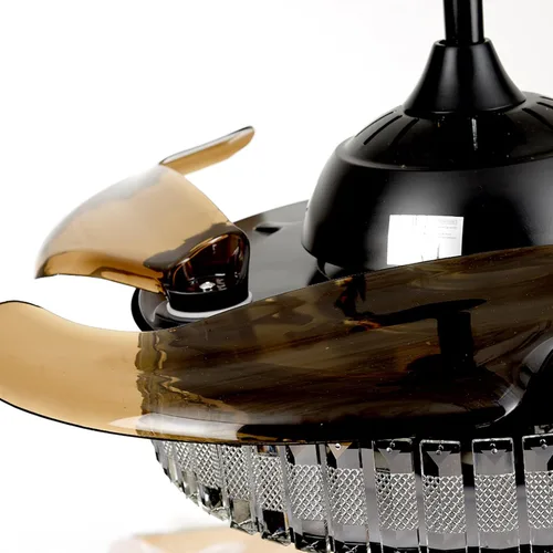 Vista 8 de Ventilador de techo retráctil de 42 pulgadas con luz y control remoto, candelabro negro cristal, moderno, comedor